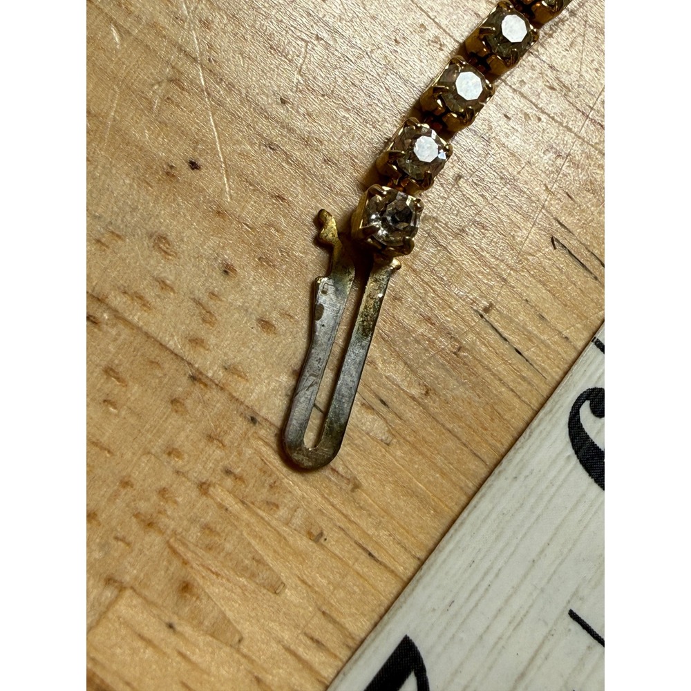 Gold Tone Crystal Tennis Bracelet Vintage Glam Aesthetic - Picture 4 of 10